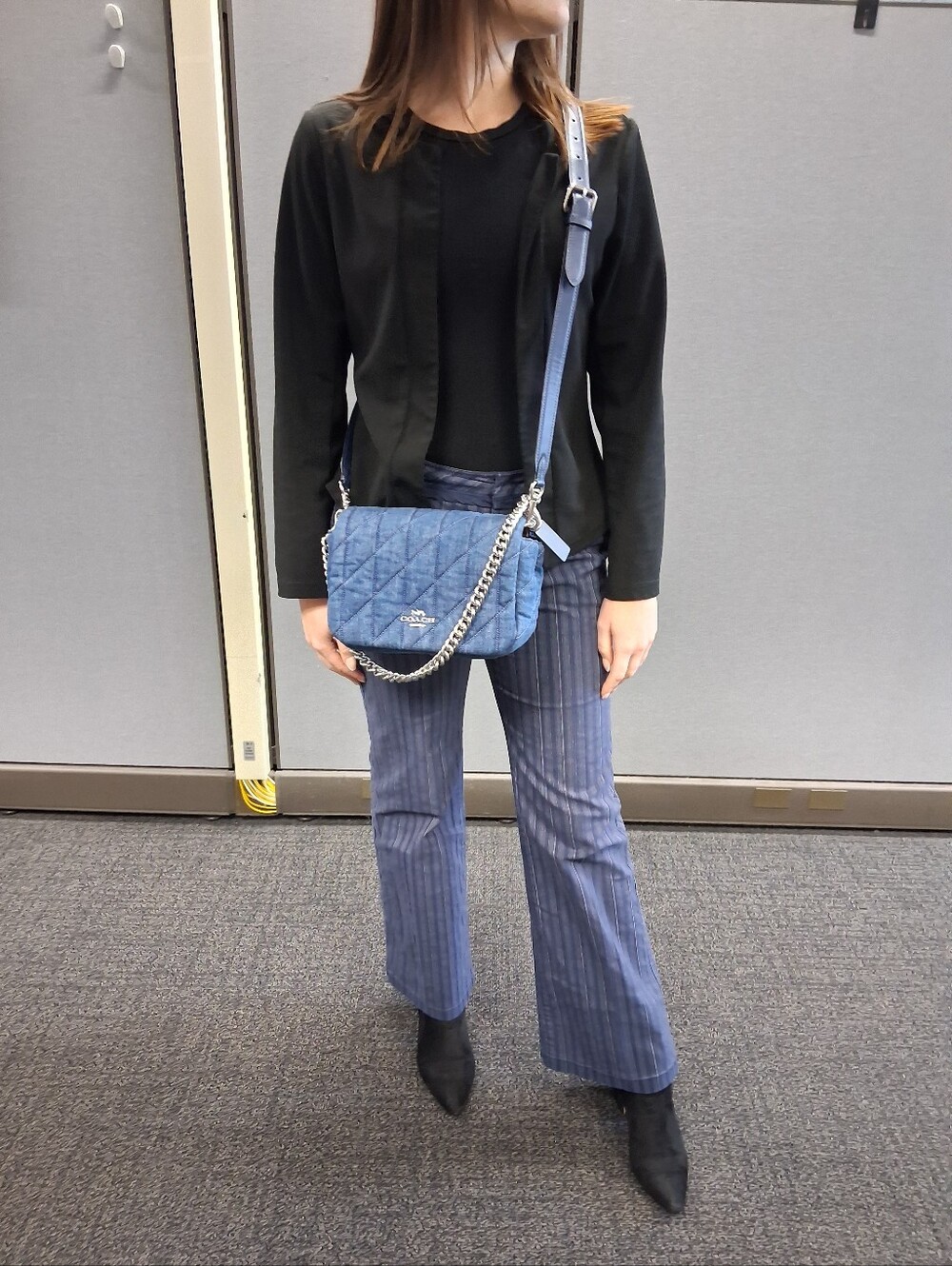 Coach Quilted Denim Shoulder Bag with Silver Chain - Picture 6 of 8